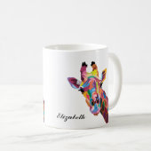 Colorful Giraffe Pop Art Persoonlijke koffie Mok (Voorkant rechts)