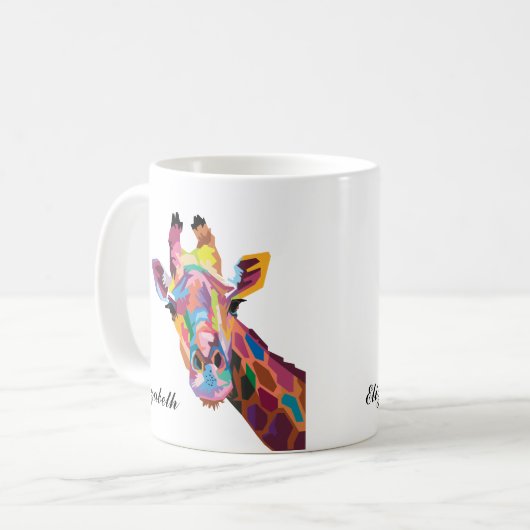 Colorful Giraffe Pop Art Persoonlijke koffie Mok (Voorkant links)
