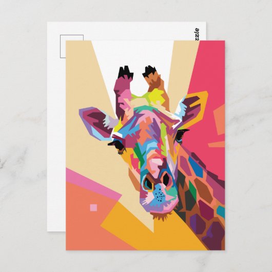 Colorful Giraffe Pop Briefkaart (Voorkant / Achterkant)