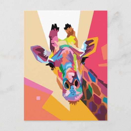Colorful Giraffe Pop Briefkaart (Voorkant)