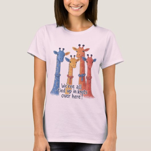 Colorful Giraffes Knotted Funny Animal T-shirt (Voorkant)