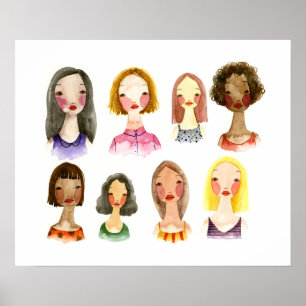 Colorful Girls Art Poster