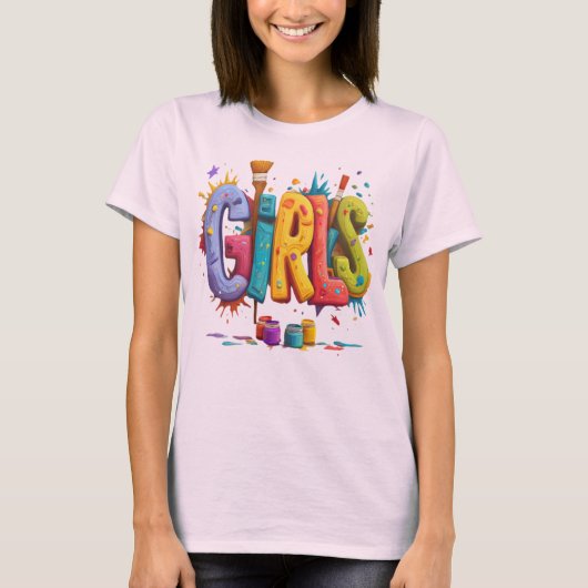 Colorful Girls Graffiti Art Graphic T-Shirt (Voorkant)