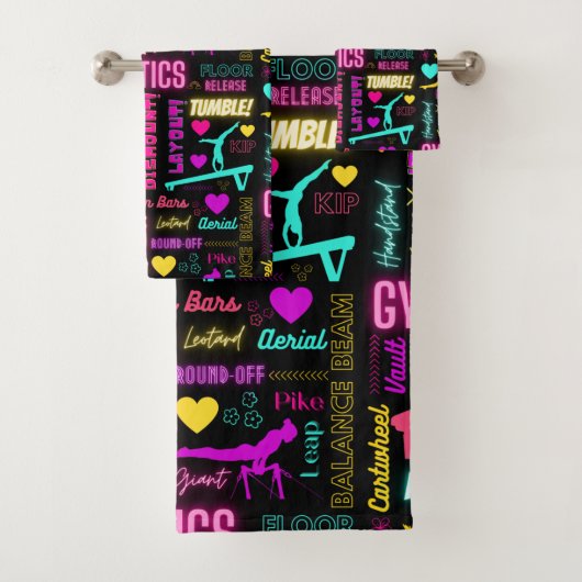 Colorful Girls Gymnastics Glossary Typografie Bad Handdoek (Insitu)