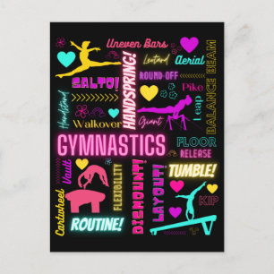 Colorful Girls Gymnastics Glossary Typografie Briefkaart