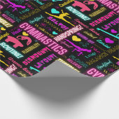 Colorful Girls Gymnastics Glossary Typografie Cadeaupapier (Hoek)