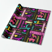 Colorful Girls Gymnastics Glossary Typografie Cadeaupapier (Uitgerold)
