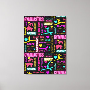Colorful Girls Gymnastics Glossary Typografie Canvas Afdruk