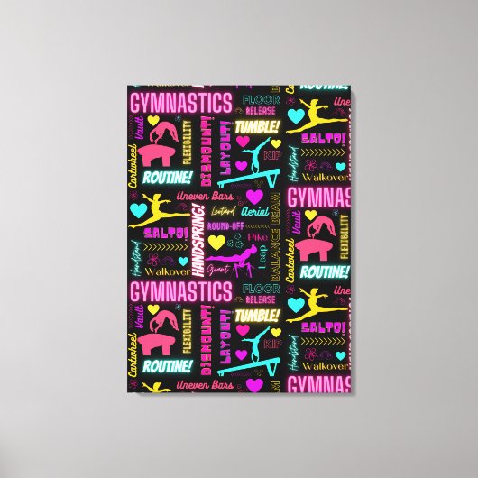 Colorful Girls Gymnastics Glossary Typografie Canvas Afdruk (Voorkant)