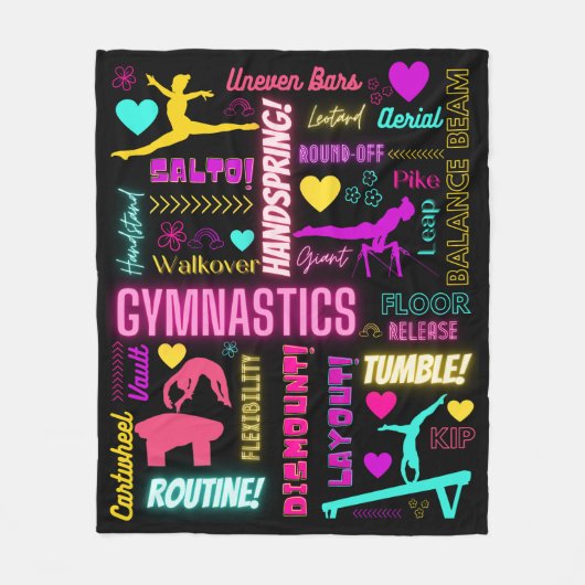 Colorful Girls Gymnastics Glossary Typografie Fleece Deken (Voorkant)