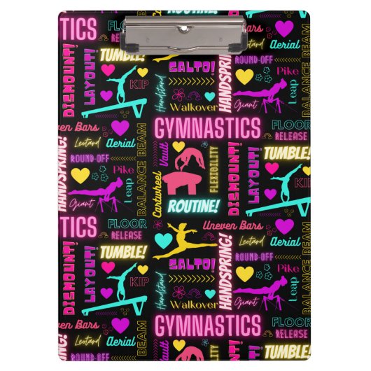 Colorful Girls Gymnastics Glossary Typografie Klembord (Voorkant)