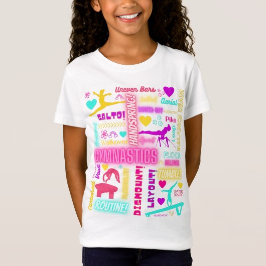 Colorful Girls Gymnastics Glossary Typografie T-shirt (Voorkant)