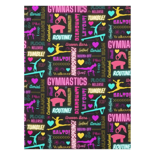 Colorful Girls Gymnastics Glossary Typografie Tafelkleed (Voorkant)