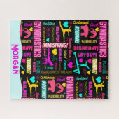 Colorful Girls Gymnastics Terms Pattern Custom Legpuzzel (Horizontaal)