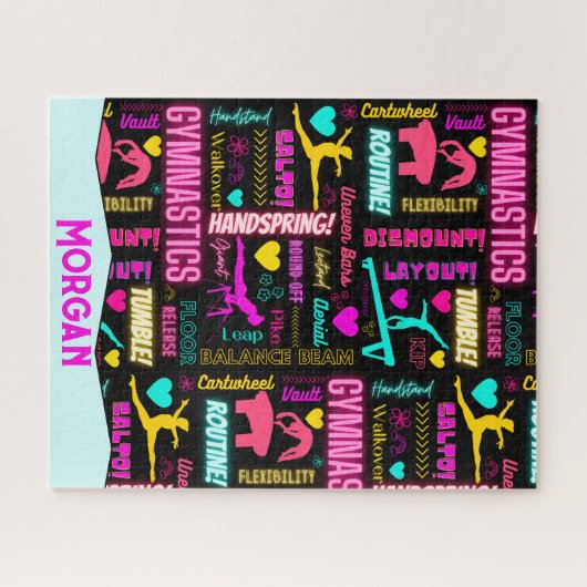 Colorful Girls Gymnastics Terms Pattern Custom Legpuzzel (Horizontaal)