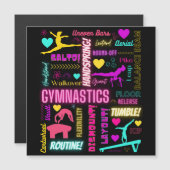 Colorful Girls Gymnastics Typografische Card (Voorkant / Achterkant)