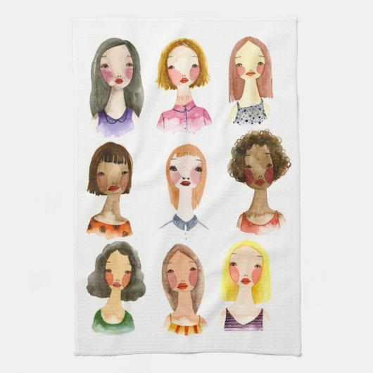 Colorful Girls Kitchen Towel Theedoek (Verticaal)