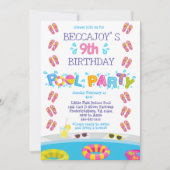 Colorful Girls Teenslippers Splash Pool Party Kaart (Voorkant)