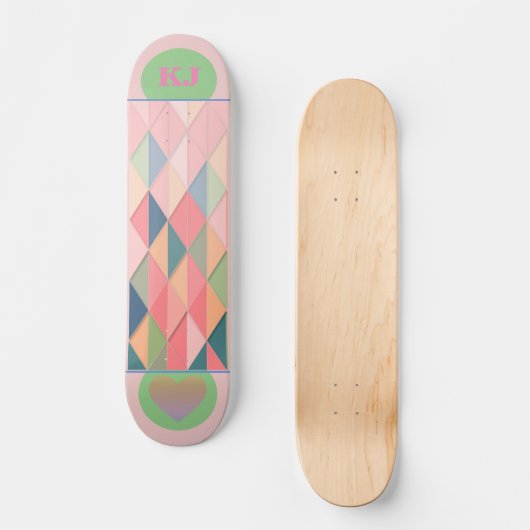 Colorful Girly Abstract Roze Skateboard (Voorkant)