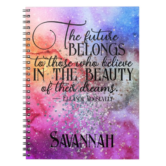 Colorful Girly Dreams Inspirerend Quote voor haar Notitieboek (Voorkant)