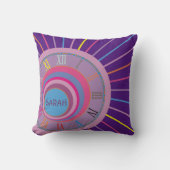 Colorful Girly  Lines Roman Numerals Clock Kussen (Voorkant)