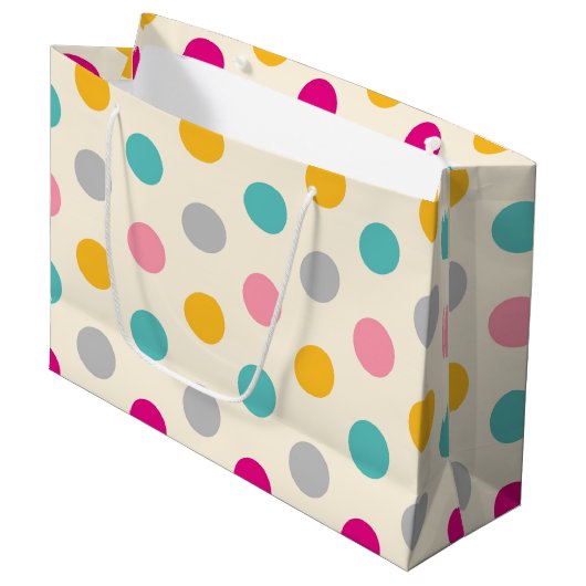 Colorful Girly Polka Dots Pattern Gift Bag Groot Cadeauzakje (Voorkant Gekanteld)