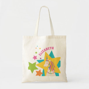 Colorful Girly Rainbow Unicorn Stars Voeg Jouw naa Tote Bag