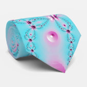 Colorful Girly roze and blue flower fractal Stropdas (Opgerold)