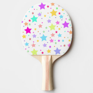 Colorful Girly Stars, Roze Paars, Blauw, Geel Tafeltennisbatje