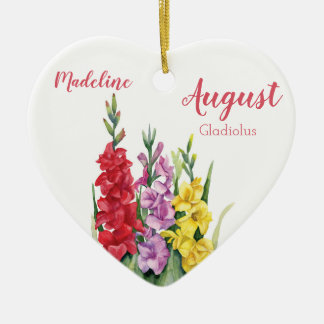 Colorful Gladiolus August Birth Flower Keramisch Ornament