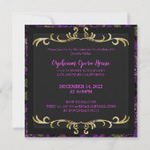 Colorful Glam Gold Birthday Invitation Kaart (Achterkant)