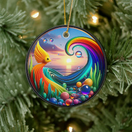 Colorful Glass Abstract Angelfish Aquatic Life Keramisch Ornament