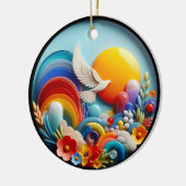Colorful Glass Abstract Dove Rainbow Garden Keramisch Ornament (Links)