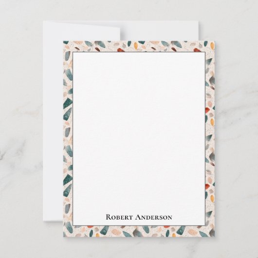 Colorful Glass Chips Terrazzo Pattern Frame Notitiekaartje (Voorkant)