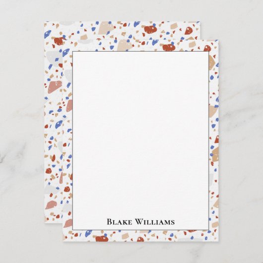 Colorful Glass Chips Terrazzo Pattern Frame Notitiekaartje (Voorkant / Achterkant)