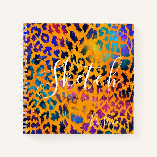 Colorful Glitter Animal Print met Name Sketchbook Notitieboek (Voorkant)