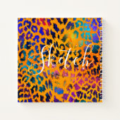 Colorful Glitter Animal Print met Name Sketchbook Notitieboek (Achterkant)