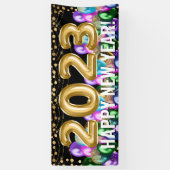 Colorful Glitter Balloons 2023 Happy New Year Spandoek (Verticaal)
