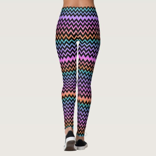 Colorful Glitter & Black Chevron Leggings (Achterkant)