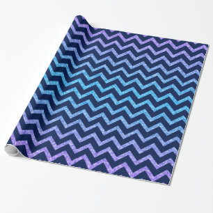 Colorful Glitter Blue Chevron Zigzag Pattern Cadeaupapier