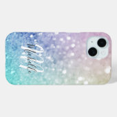 Colorful Glitter  Bokeh Monogrammed Case-Mate iPhone Case (Achterkant (horizontaal))