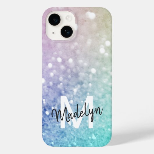 Colorful Glitter  Bokeh Monogrammed Case-Mate iPhone Case (Achterkant)