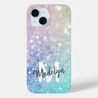 Colorful Glitter  Bokeh Monogrammed