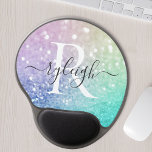 Colorful Glitter  Bokeh Monogrammed Gel Muismat<br><div class="desc">U kunt dit elegante kleurrijke bokglitterpatroon eenvoudig personaliseren met uw eigen naam en/of monogram.</div>