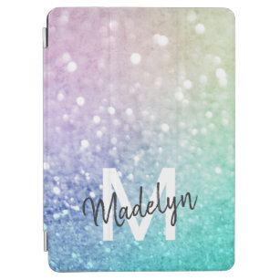 Colorful Glitter  Bokeh Monogrammed iPad Air Cover