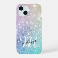 Colorful Glitter Bokeh Monogrammed