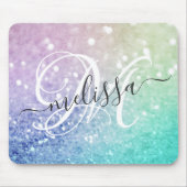 Colorful Glitter Bokeh Monogrammed Muismat (Voorkant)