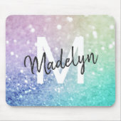 Colorful Glitter  Bokeh Monogrammed Muismat (Voorkant)