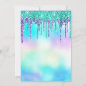 Colorful Glitter Drip Iridescent Quinceañera Kaart (Achterkant)