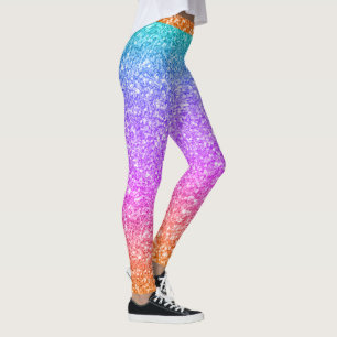 Colorful Glitter Gredient Blue Pink Oranje Leggings
